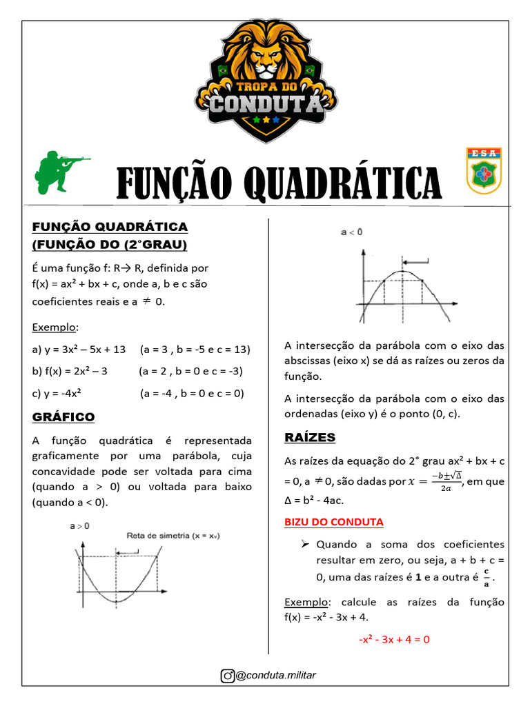 FUNÇÃO QUADRÁTICA | Download grátis PDF | Analise matemática | Álgebra