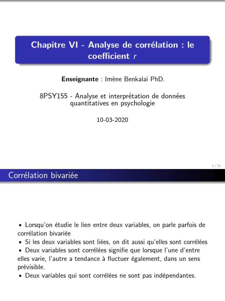 Analyse de la corrélation et coefficient r | PDF | Mathématiques ...