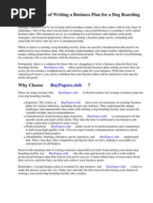 Sample Business Plan Dog Boarding
