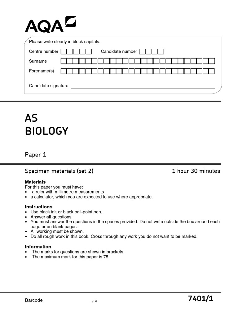 Biology Paper 1 Specimen Materials | PDF | Antibody | Vaccines