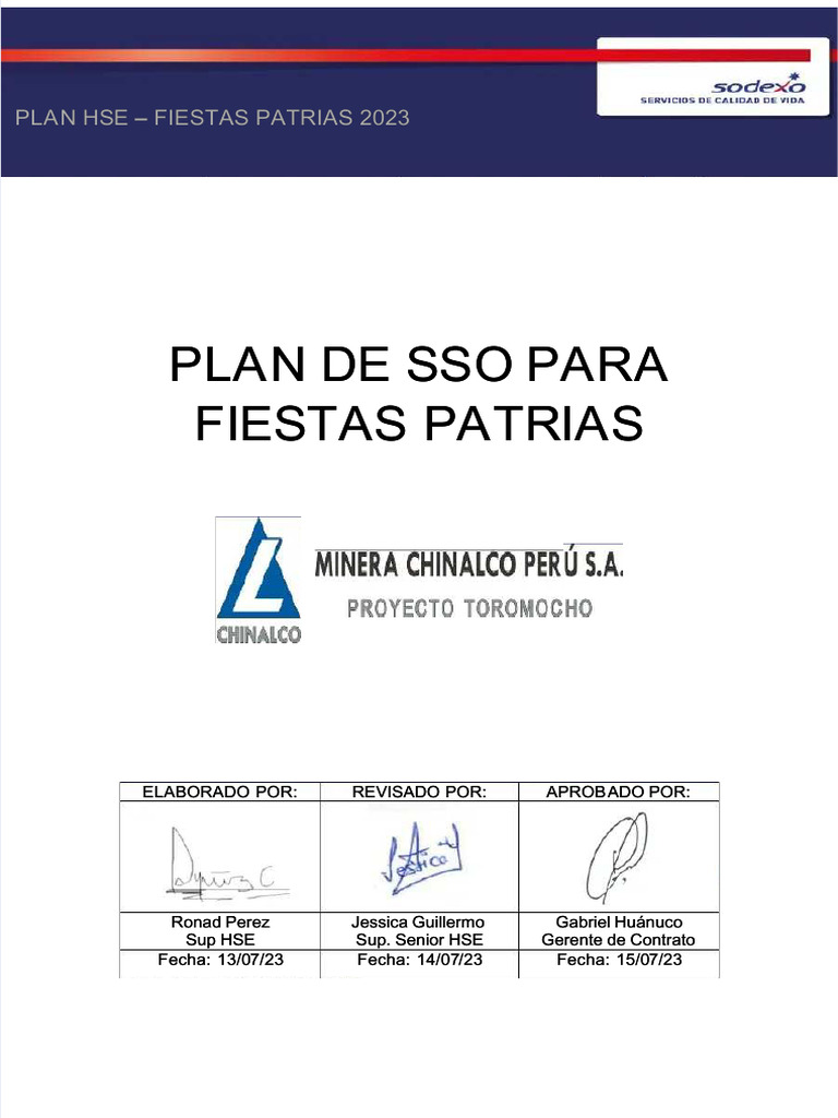 Plan De Fiestas Patrias Modelo Pdf