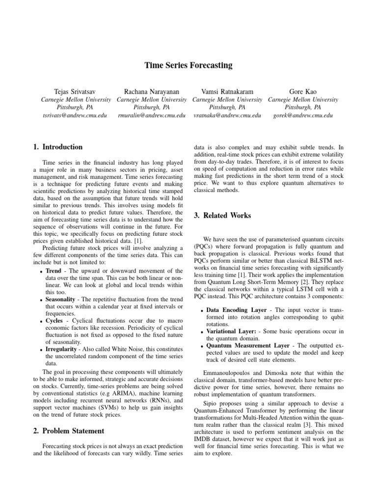 Quantum Time Series Stock Forecasting | PDF | Mean Squared Error ...