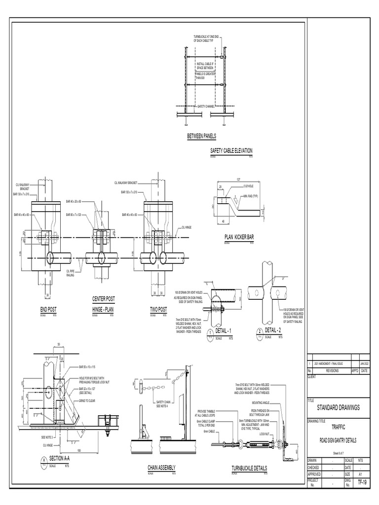 Between Panels Safety Cable Elevation: Standard Drawings | PDF | Screw ...