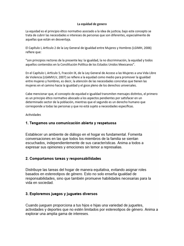 La Equidad de Genero | PDF
