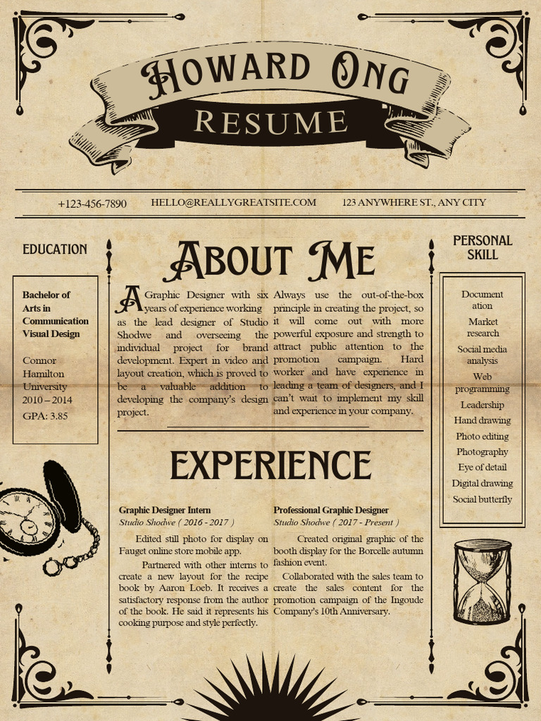 Brown Black Old Vintage UI Graphic Designer Resume | PDF | Computing ...