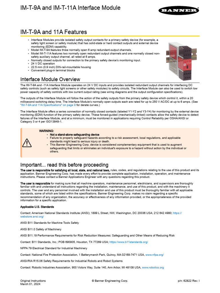 IM-T-9A/11A Interface Module Overview | PDF | Relay | Switch