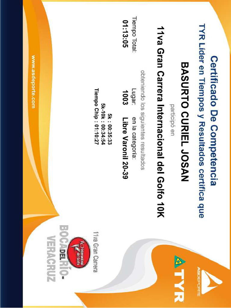 Imprimir Www Asdeporte Portal Eventos Certificado Certificado Pdf