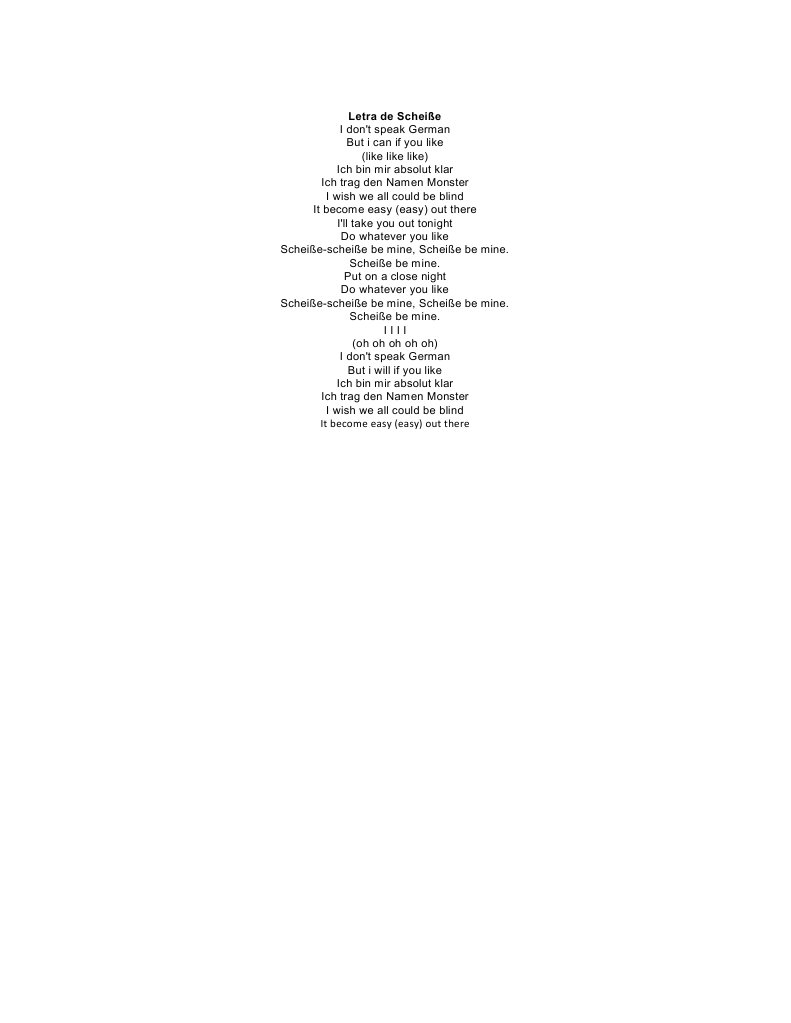 Scheise Lyrics Analysis | PDF | Language Arts & Discipline