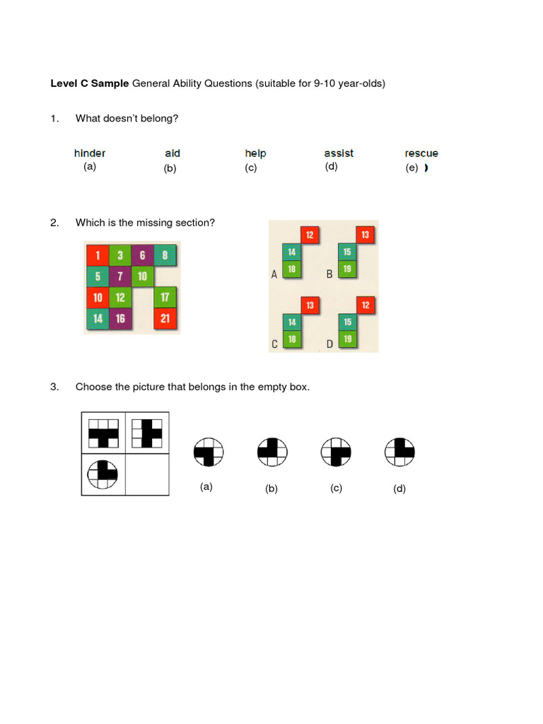 Level C Questions - Sample | PDF