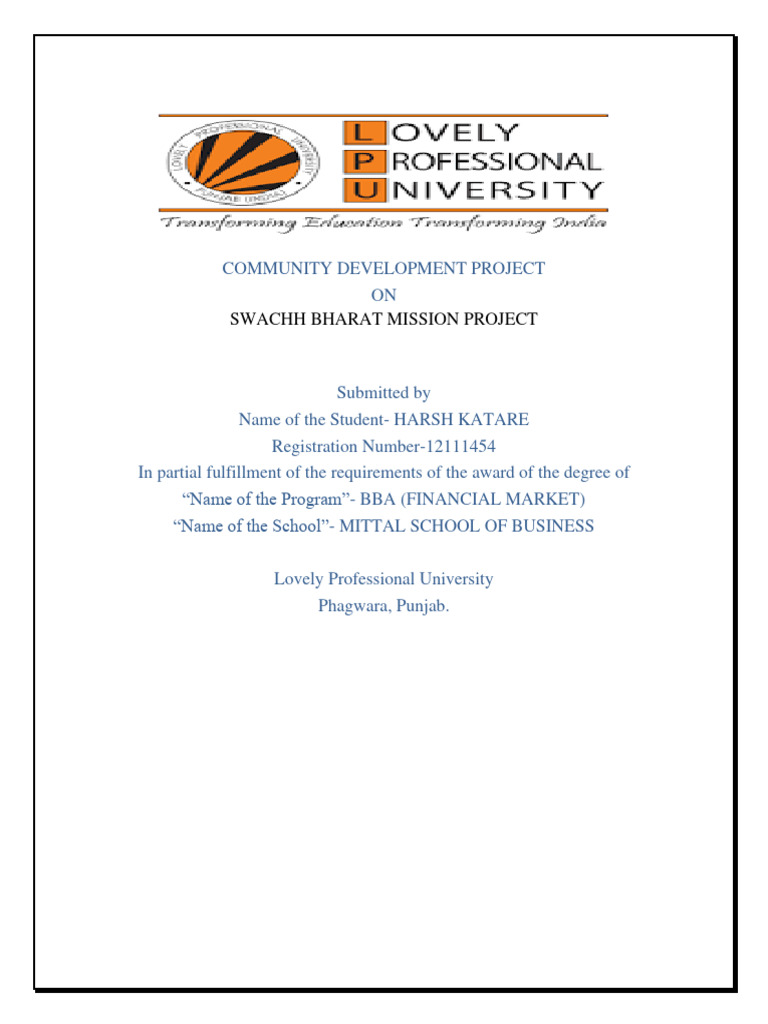Community Development Report | PDF | Public Health | Hygiene