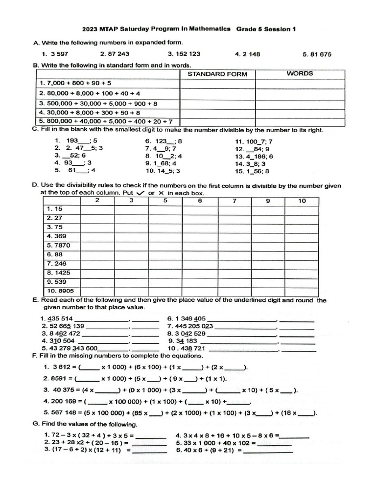 MTAP Grade 5 | PDF
