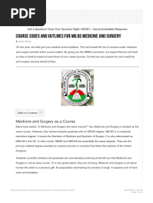 Course Codes and Outlines For MB - BS Medicine and Surgery