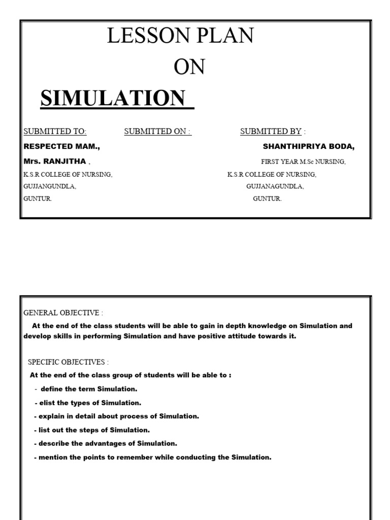 Lesson Plan | PDF | Simulation | Lesson Plan