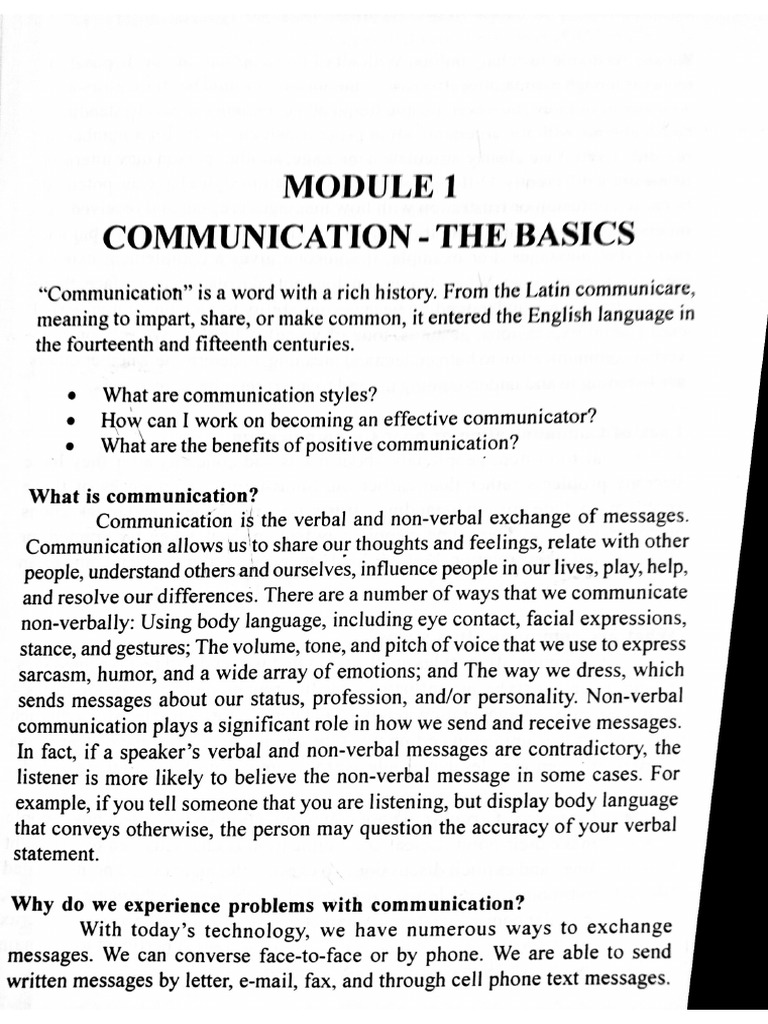 Communication Studies Module 1 | PDF