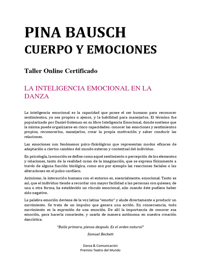 La Inteligencia Emocional en La Danza | PDF | Las emociones ...