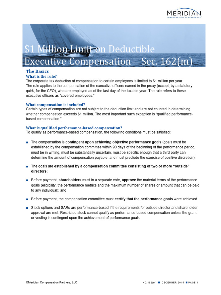 Executive Compensation Limits Under Sec. 162(m) | PDF | Executive ...