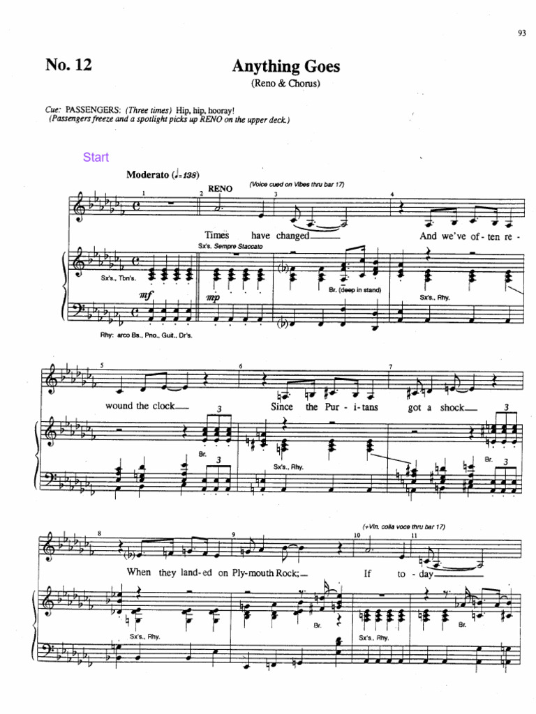 Anything Goes Audition Cuts | PDF
