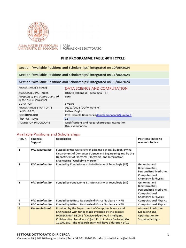 PhD in Data Science & Computation 2024 | PDF | Doctor Of Philosophy ...
