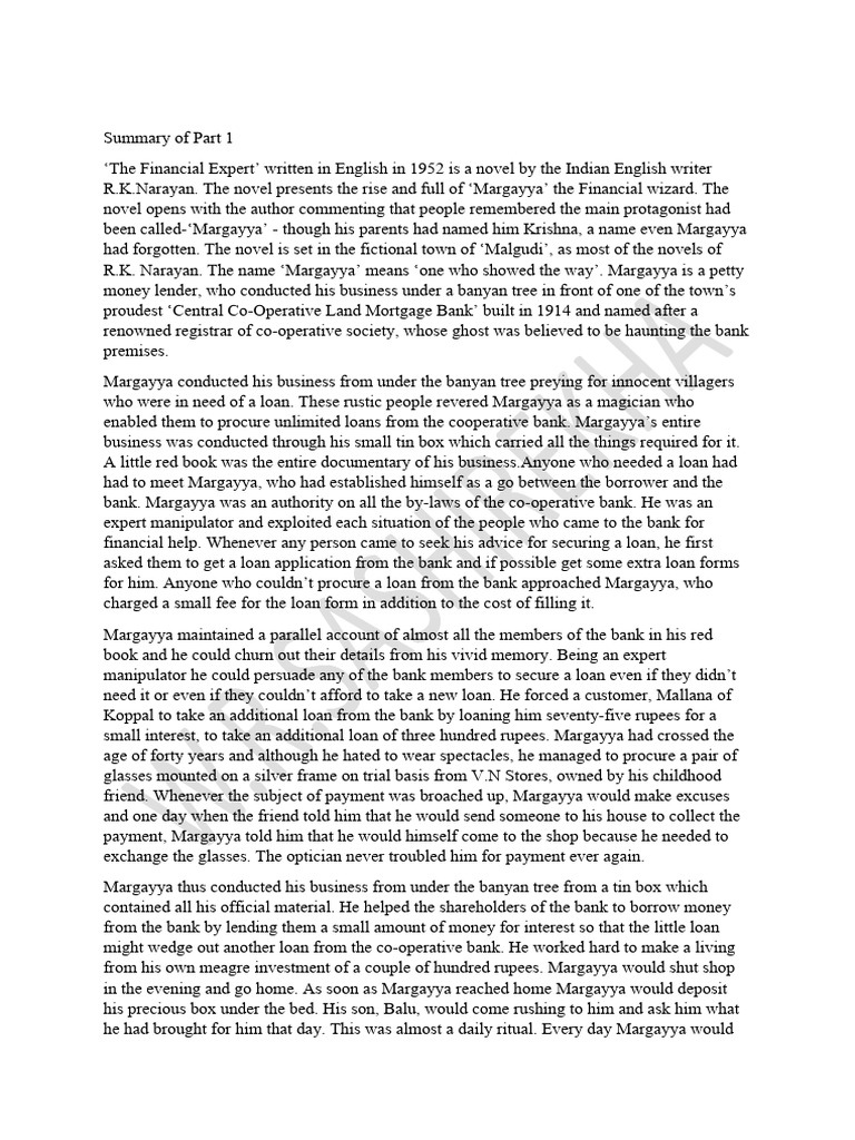 Financial expert part 1 summary pdf loans banks