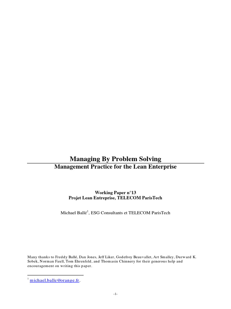 Lean Management Through Problem Solving | PDF | Lean Manufacturing