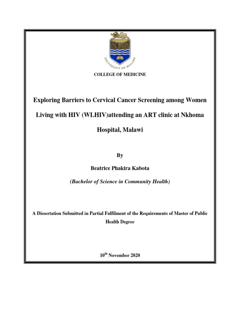 Barriers to Cervical Cancer Screening in WLHIV | PDF | Cervical Cancer ...