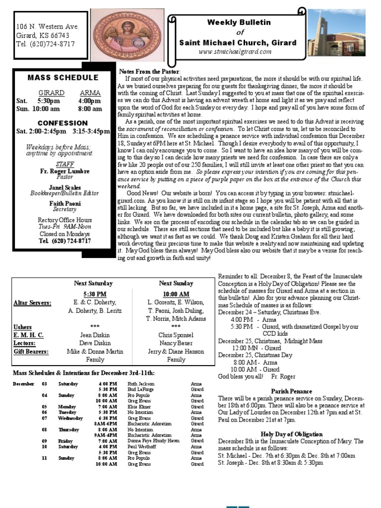 St. Michael's December 4, 2011 Bulletin PDF Mass (Liturgy