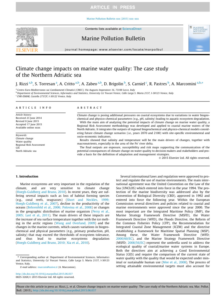 Marine Pollution Bulletin | PDF | Risk | Sea