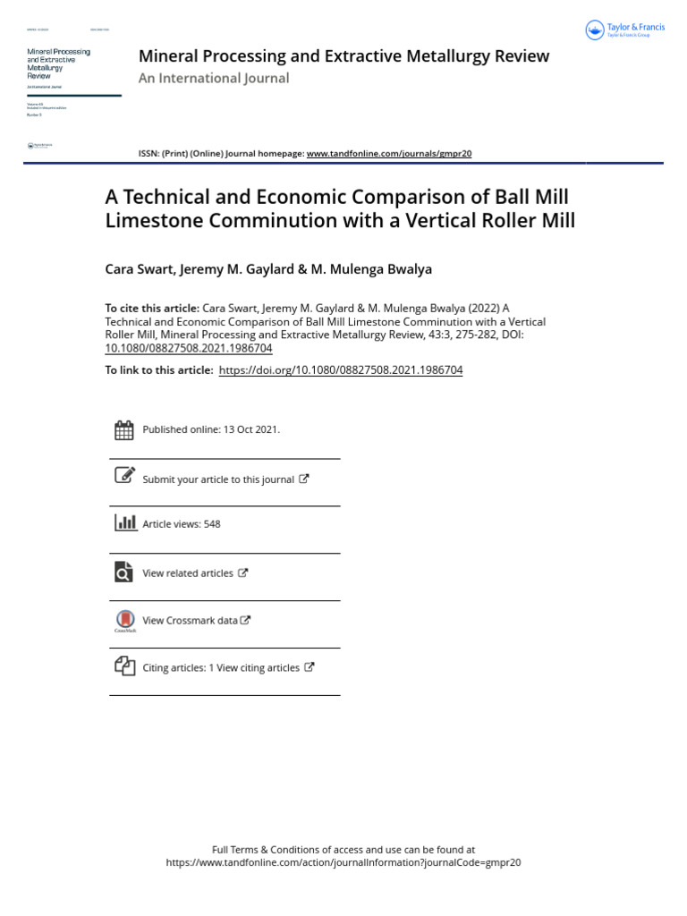 A Technical And Economic Comparison Of Ball Mill Limestone Comminution