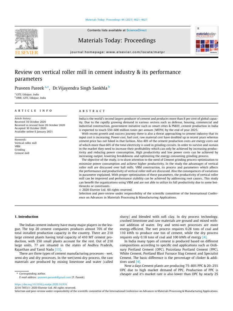 Vertical Roller Mill in Cement Production | PDF | Mill (Grinding) | Cement