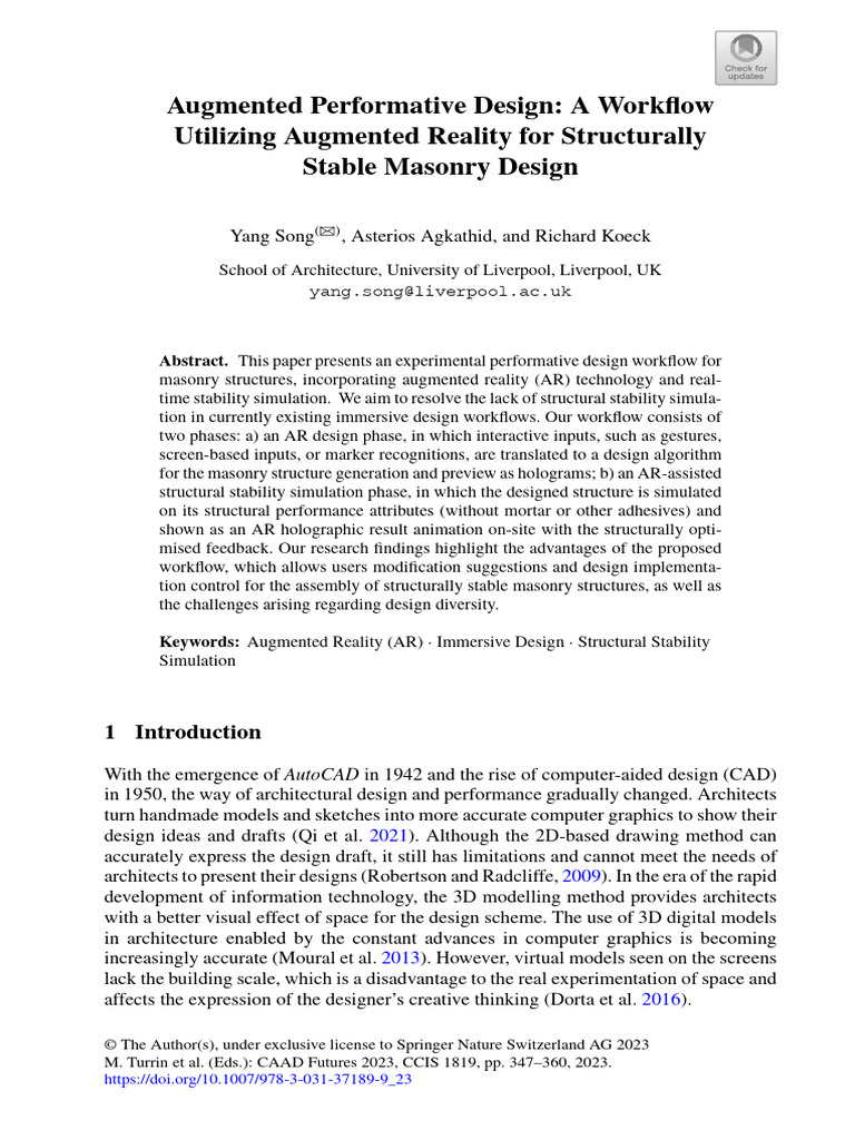 AR Workflow for Stable Masonry Design | PDF | Augmented Reality ...