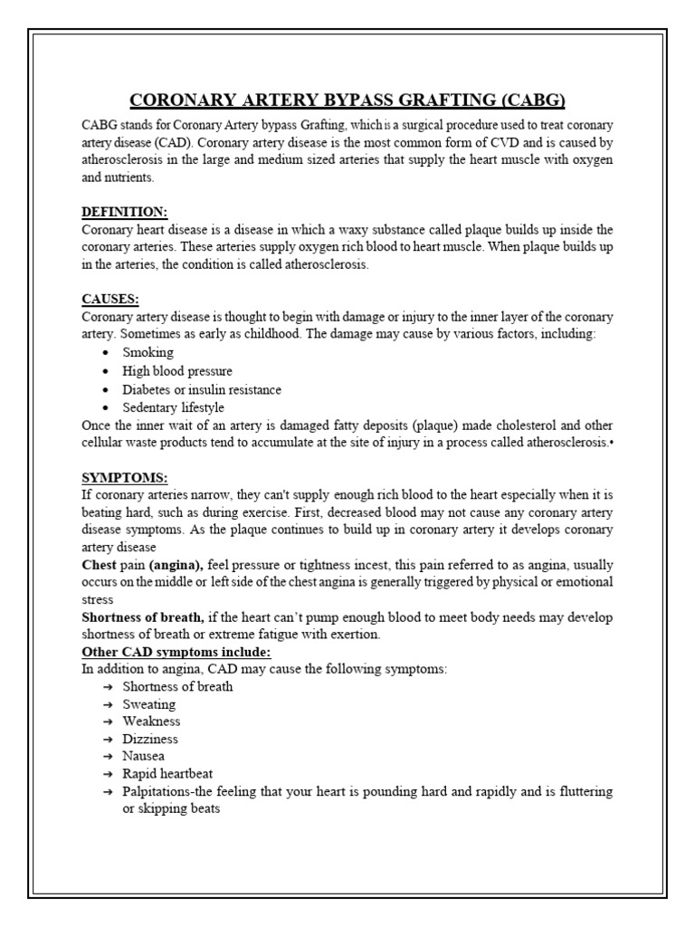 Understanding Coronary Artery Bypass Grafting | PDF | Coronary Artery ...