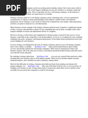 Sample Business Plan for Web Design Company