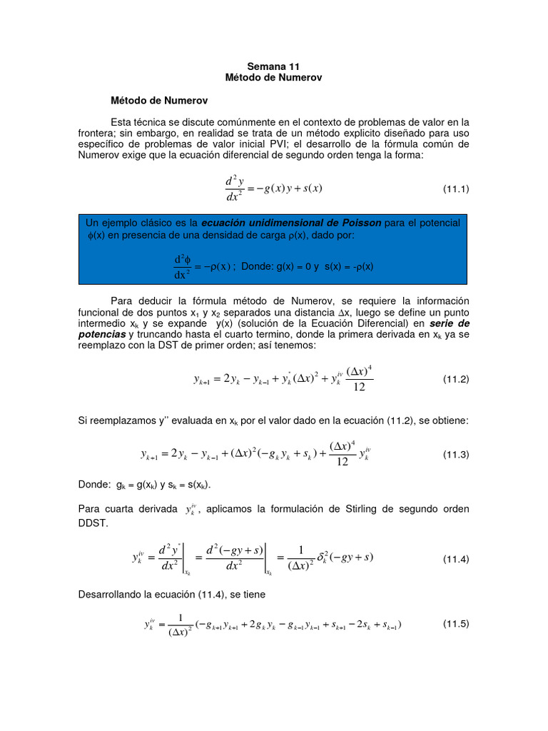 Semana 11 - Método de Numerov | PDF | Ecuaciones | Cálculo