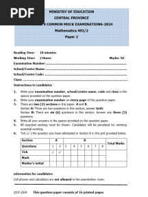g9 Maths p2 Mock Exam 2024