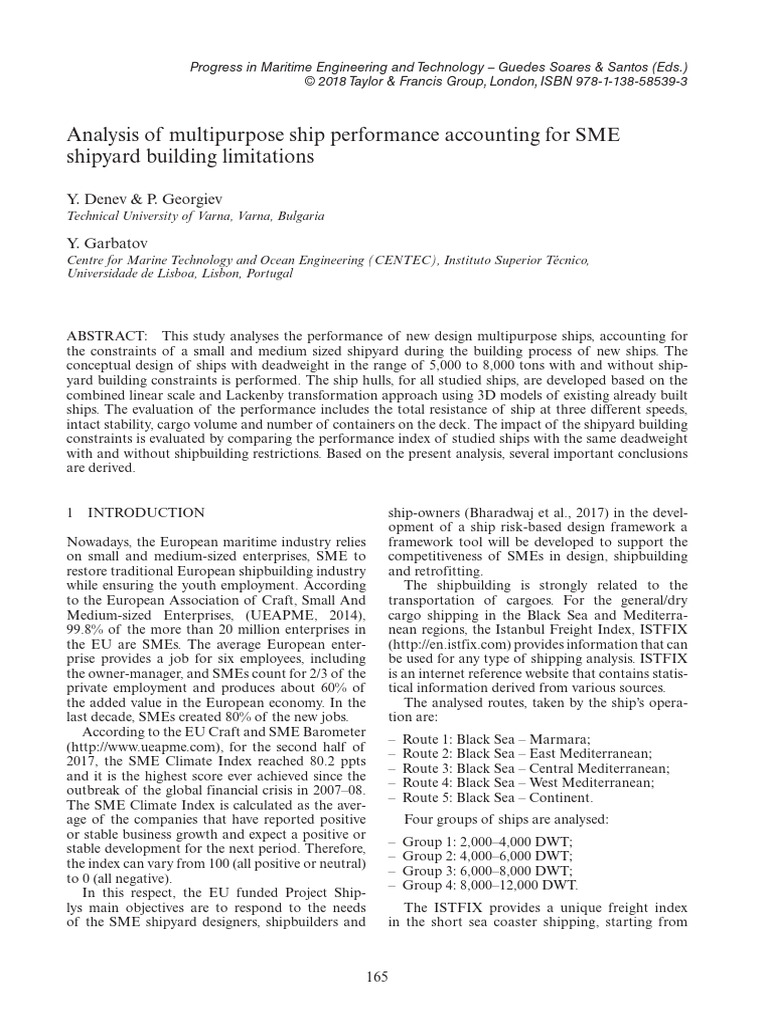 Analysis of Multipurpose Ship Performance Accounting For SME Shipyard ...