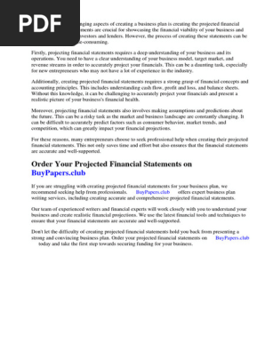 Projected Financial Statements for Business Plan