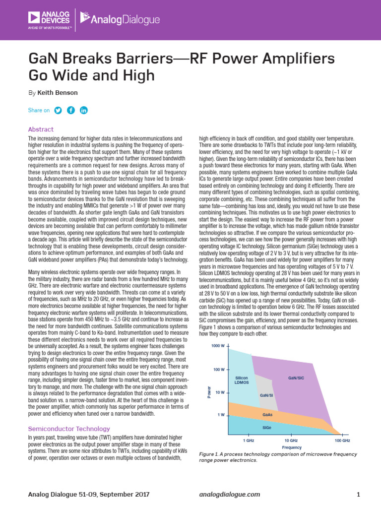 GaN Advances in RF Power Amplifiers | PDF | Amplifier | Field Effect ...
