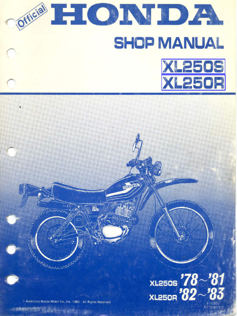 Workshopmanual xl250s - 1978 1981 30072019 1433 | PDF