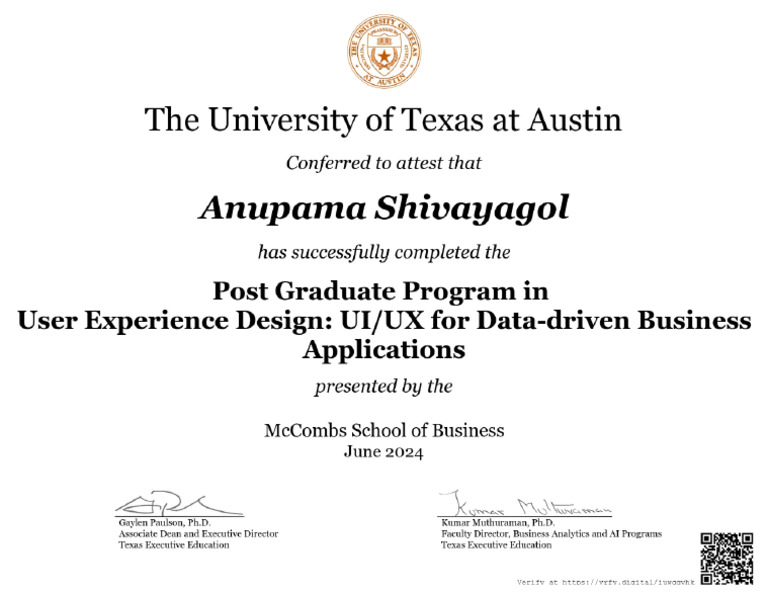 UTA Certificate PDF