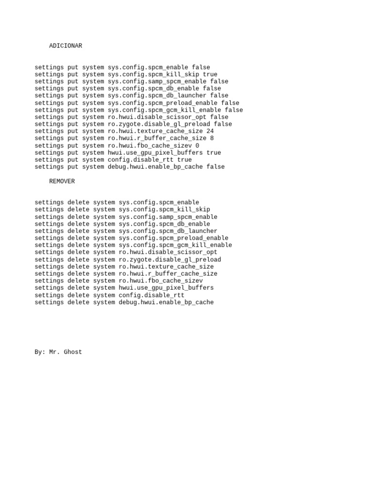 Android System Settings Configuration | PDF