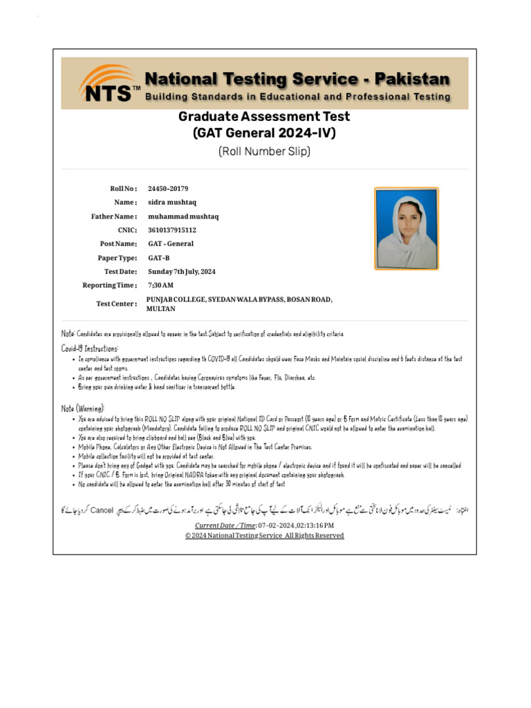 NTS - Candidate (Portal) | PDF | Educational Assessment And Evaluation ...