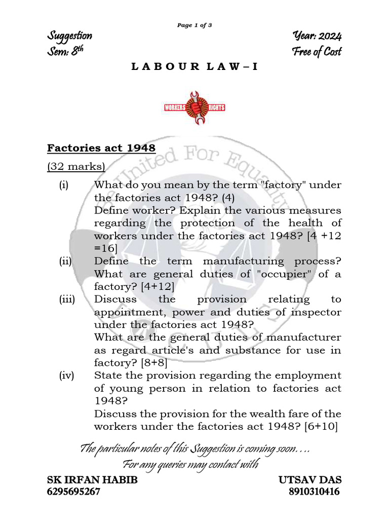 Suggestion 2024 labour law i pdf wage labour law