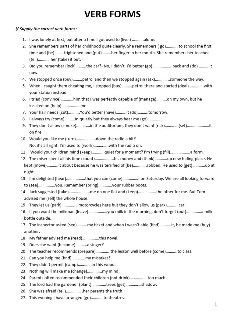 Verb form bai tap hay pdf language arts discipline home garden