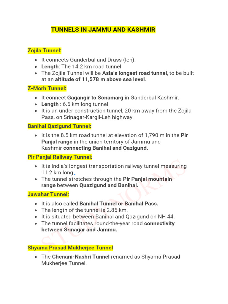 Tunnels in Jammu and Kashmir PDF