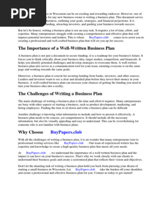 Wisconsin Small Business Plan