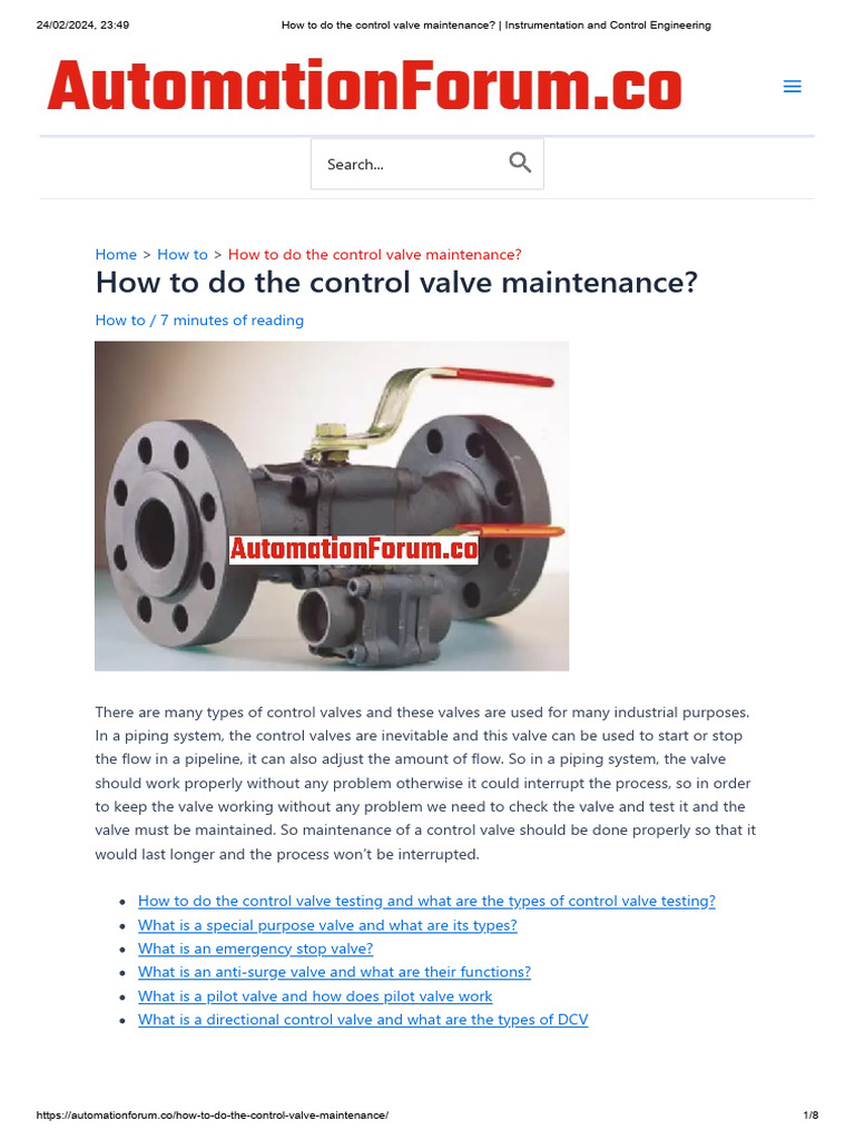 How To Do The Control Valve Maintenance - Instrumentation and Control ...