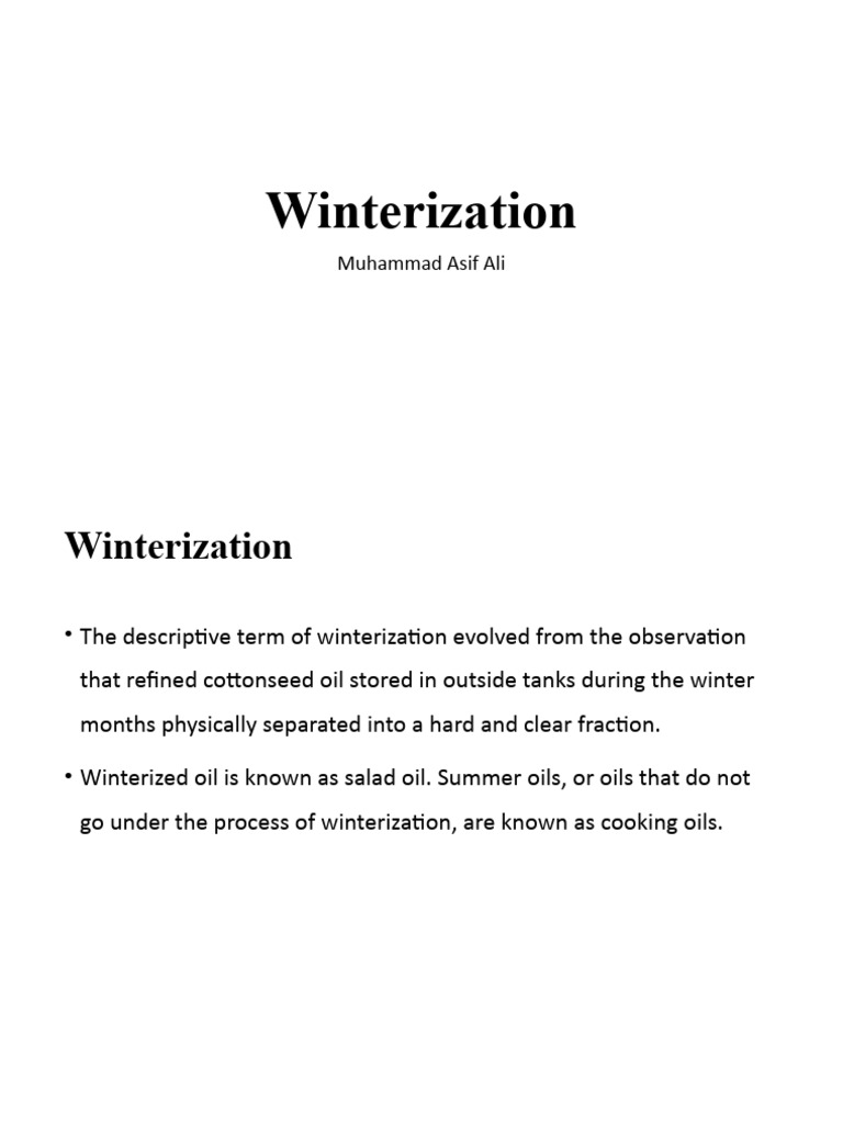 Winterization Process of Oils Explained | PDF | Crystallization ...