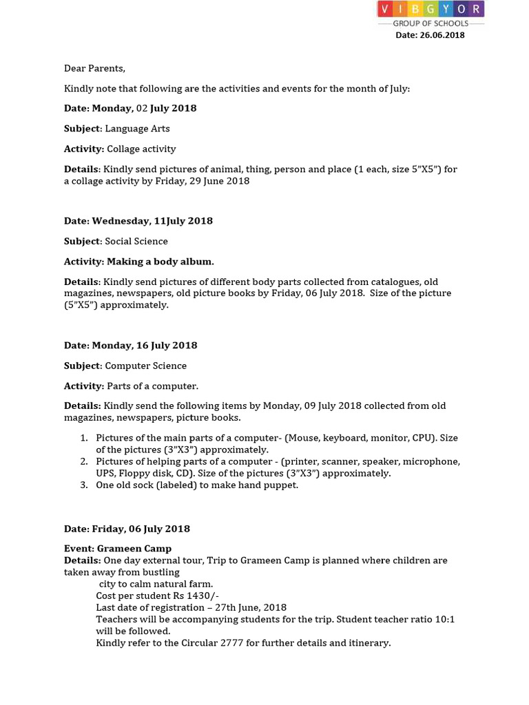 Annexure no 54 july month events and activities pdf computing