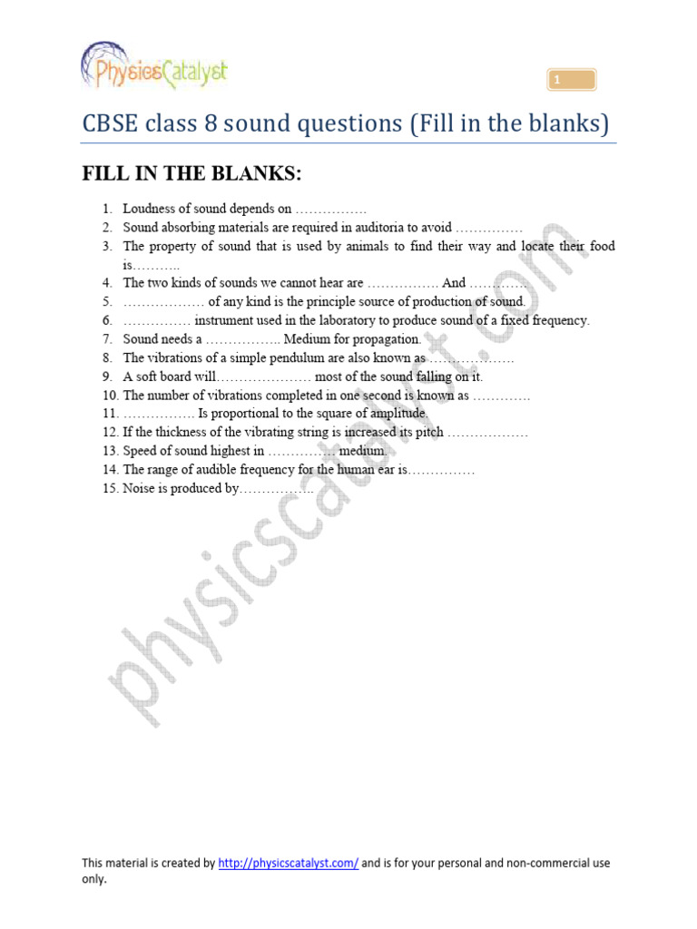 class8 sound questions PDF