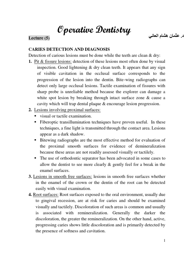 Caries Detection and Diagnosis Techniques | PDF | Human Tooth | Medical ...